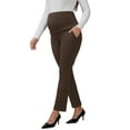 thumbnail image 4 of INSPIRE CHIC Womens Maternity Pants for Work Over the Belly High Waisted Business Office Pregnancy Trousers with Pockets 2XL Green, 4 of 6