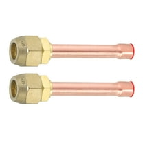2Pcs Brass Pipe Fittings, 1/2"SAE x 3/8" OD Flare Adapter with Copper Tube