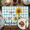thumbnail image 2 of Placemats Set of 6, Bee Sunflower Place Mats Green Buffalo Plaid You Are My Sunshine Tablemats Washable Placemat Table Decoration for Kitchen Table Dinner Party Home Decor Indoor Outdoor 13x19 Inch, 2 of 9