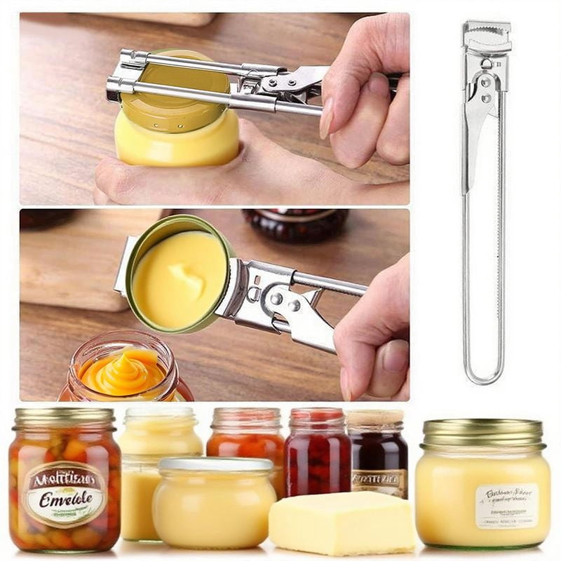 Ergonomic Adjustable Stainless Steel Jar & Can Opener Arthritis-Friendly Heavy Duty Kitchen Tool