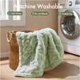 thumbnail image 5 of JERFIT Sage Green Faux Fur Throw Blanket, Plush Ruched and Faux Mink Reversible Design, 50x60 Inch Luxe Accent Throw for Couch, Bed, or Decor, 5 of 10