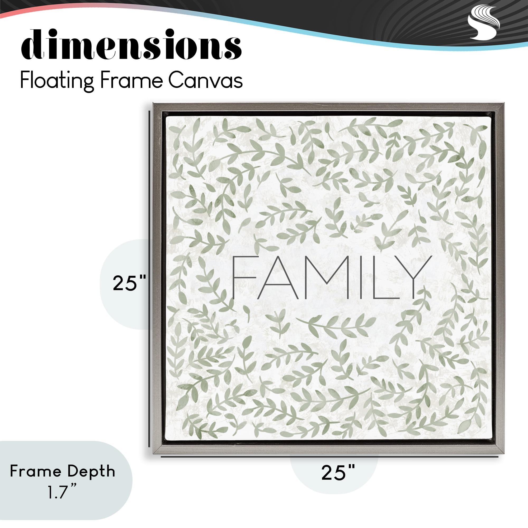 Stupell Industries Curved Ivy Sprigs Family Gray Framed Floater Canvas Wall Art, design by SD Graphics Studio