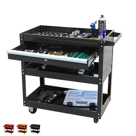 

Odaof Big Tool Cart 4-Wheel Tool Cart Rolling Tool Cart Big Tool Storage Cart Tool Cart with Ball-Bearing Slides Tool Cart & Tool Chest for Garage and Warehouse (Black)
