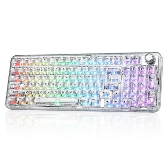 YUNZII X98 QMK/VIA Wireless Mechanical Gaming Keyboard with Knob,Tri-Mode BT5.0/USB-C/2.4GHz Hot Swappable Keyboard,Pre-lubed Switches Gasket Mount RG