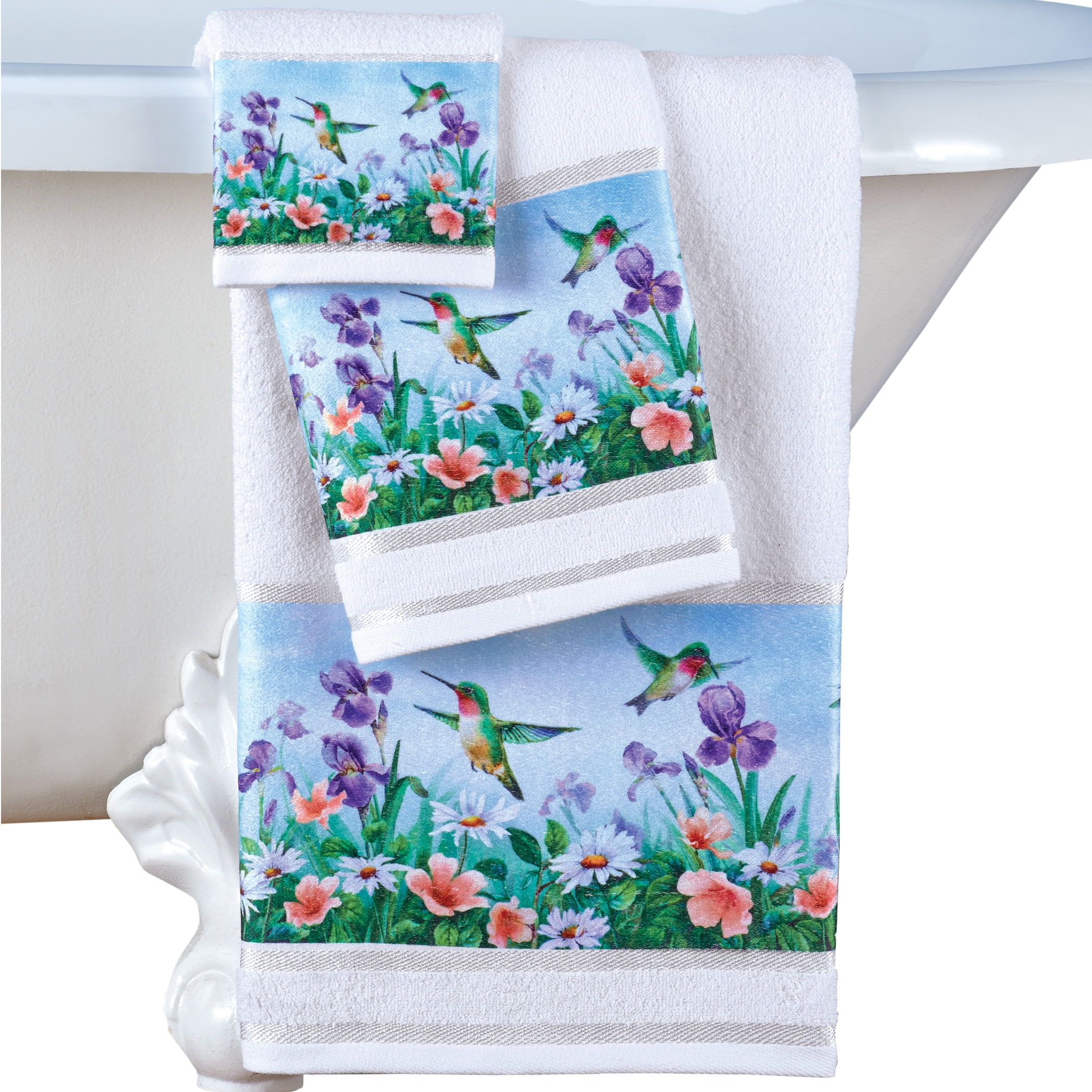 Hand & Bath Towels Personalised Luxury Towels Hummingbirds on Facecloths 
