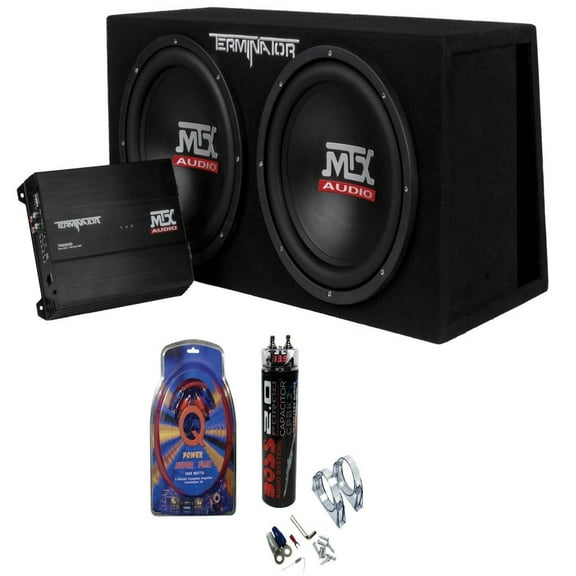 MTX Dual 12" Subwoofers and Amplifier Package w/ Wiring Kit & 2 Farad Capacitor