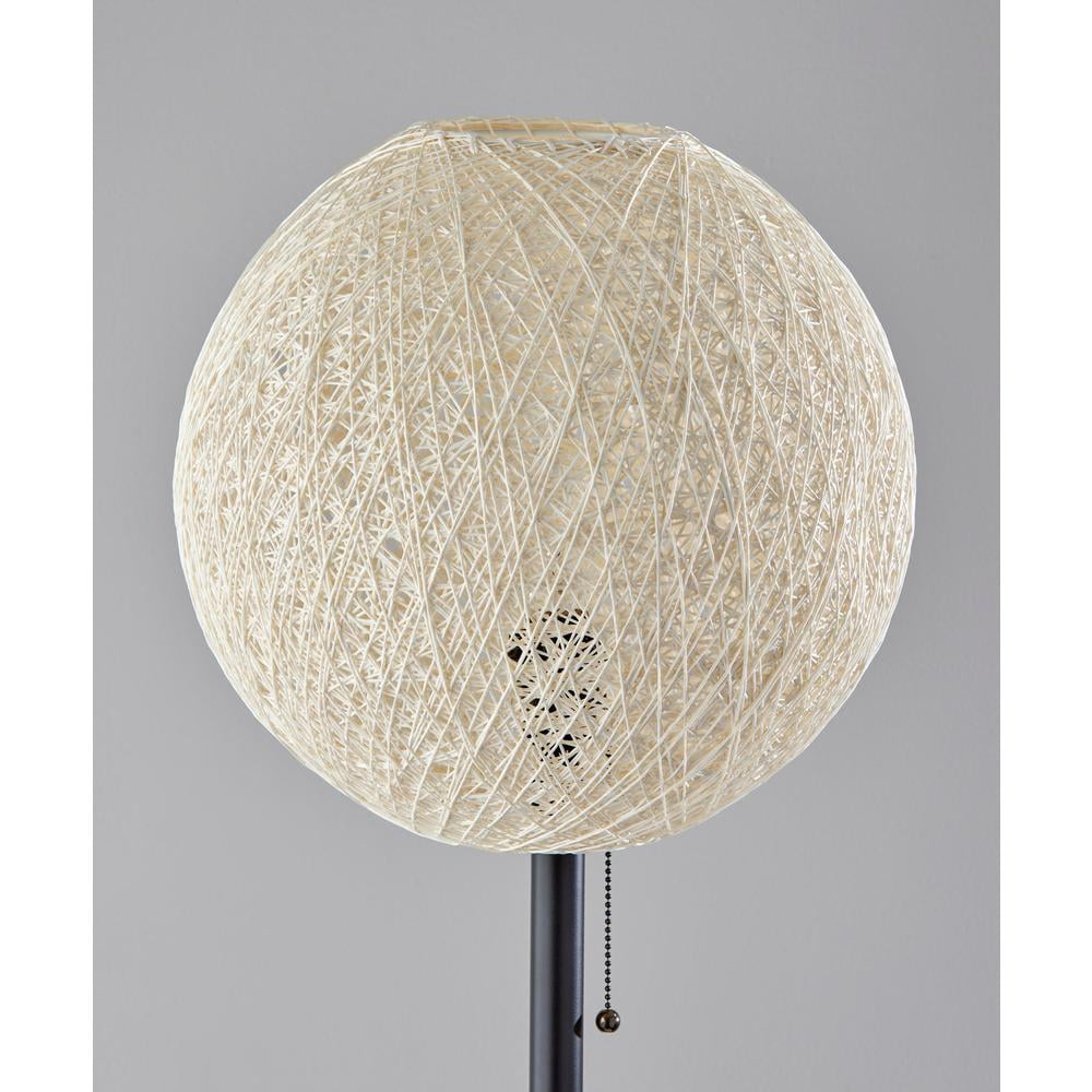 Adesso Havana 68" Dark Bronze Floor Lamp with Off-White Paper Rattan Globe Shade