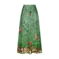 thumbnail image 4 of WXLWZYWL Women's Linen Maxi Skirt with Pockets - Floral Print Casual Elastic Waistband Flared Long Skirt 2024 Fall Fashion, 4 of 5
