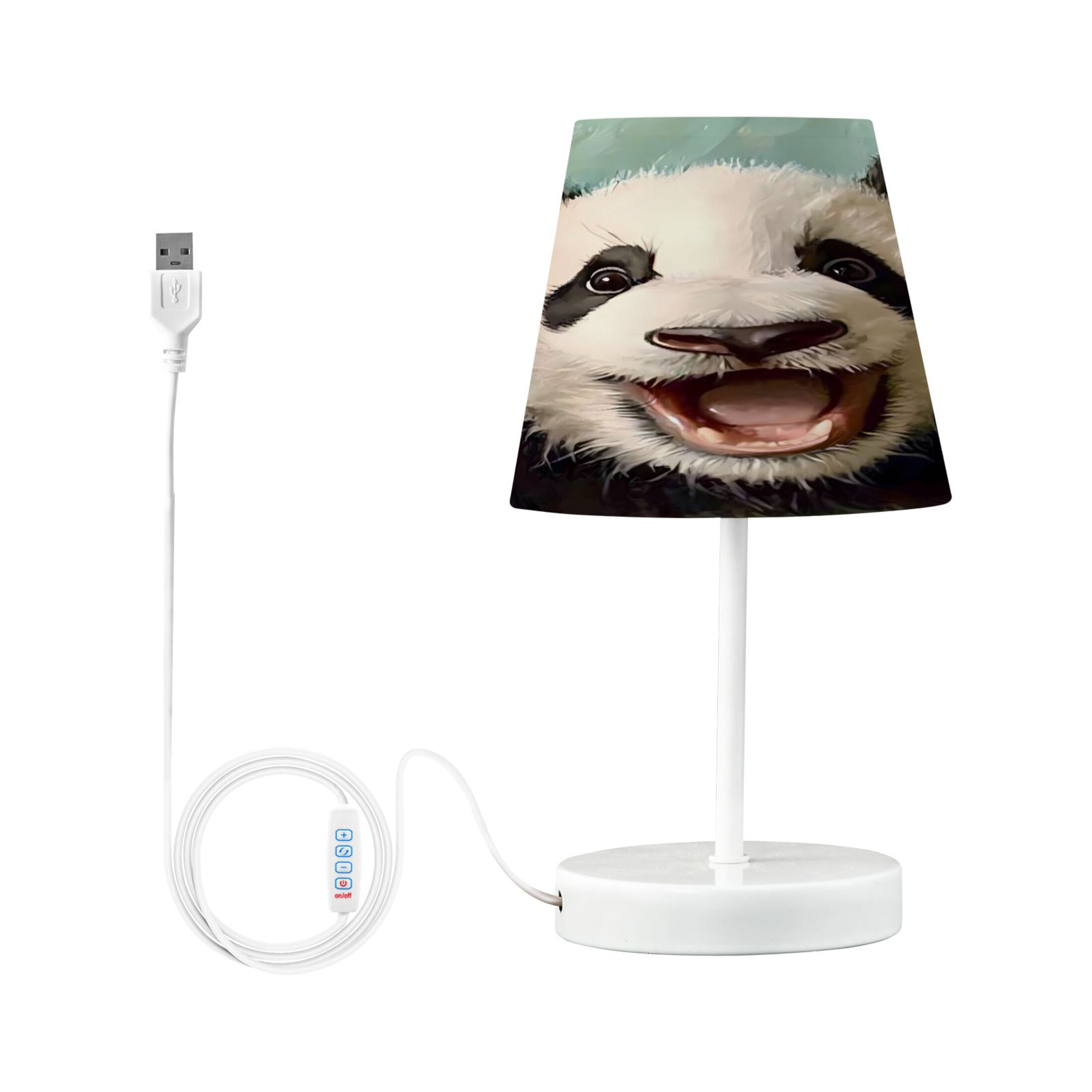 LED Desk Lamp Panda Oil Painting Table Nightstand Lamps with 3 Color Temperatures for Home Bedroom Living Room Decor 8x12