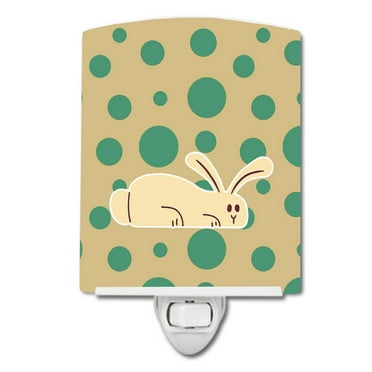 Caroline's Treasures BB7083CNL Rabbit on Polkadots Ceramic Night Light, 6x4x3", multicolor