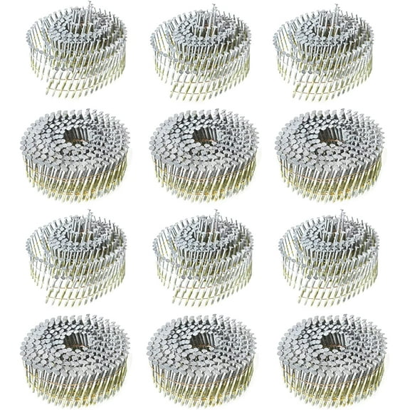 waltyotur 3600 Count Coil Siding Nail Full Round Head Wire Collated Coil 15-Degree 2-Inch x .092-Inch Ring Shank Hot Dipped Galvanized