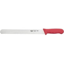 Winco KWP-121R Stl Stamped Cutlery Wavy-Edge Slicer Bread Knife 12" Stainless Steel Blade, Red Plastic Handle