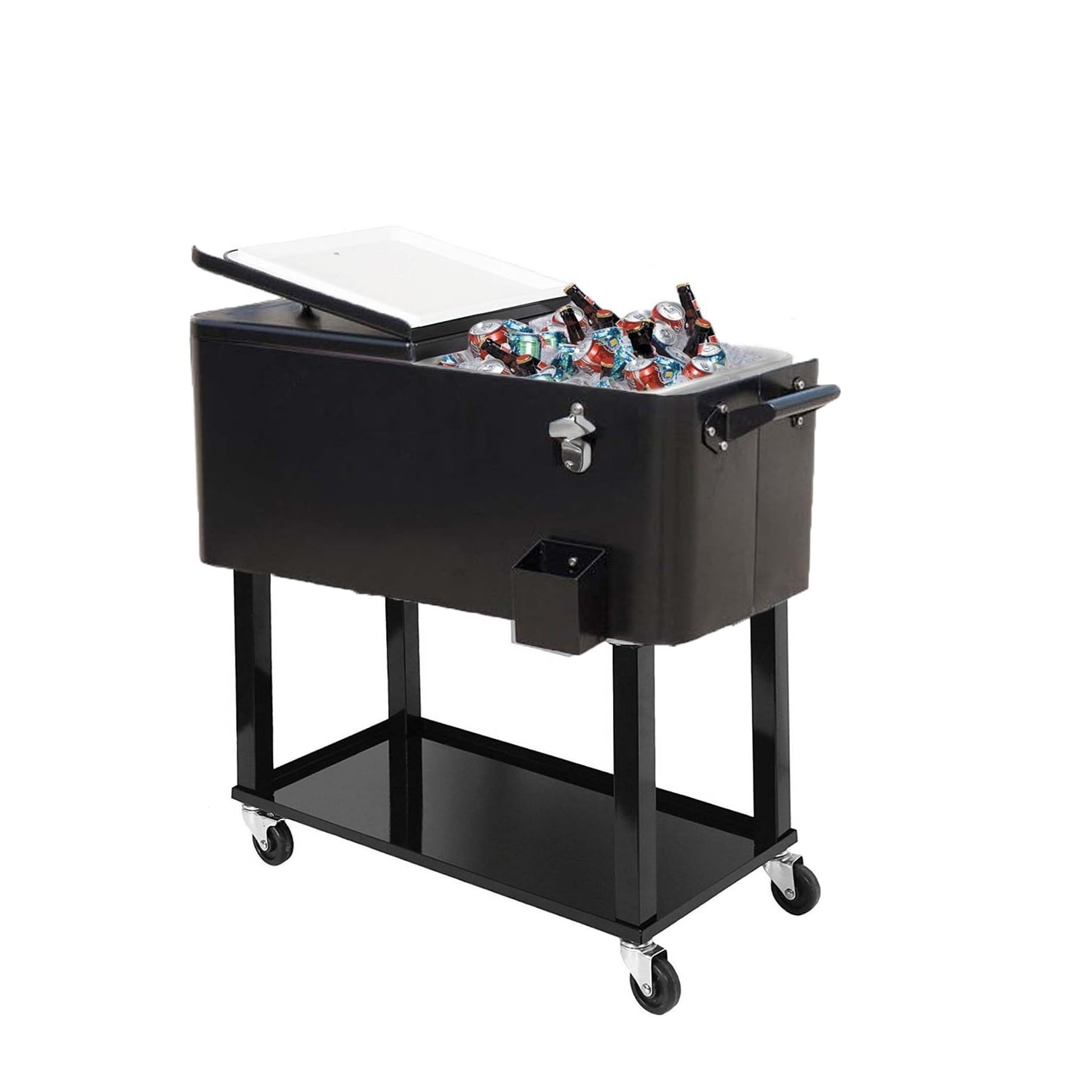 Tenive Outdoor Deluxe 80Quart Portable Patio Party Drink Cooler Cart