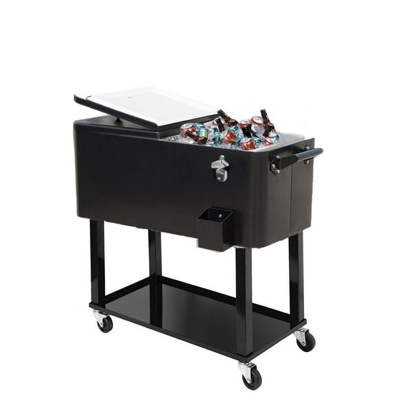 Tenive Outdoor Deluxe 80-Quart Portable Patio Party Drink Cooler Cart