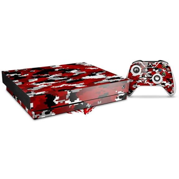 Skin Wrap for XBOX One X Console and Controller WraptorCamo Digital Camo Red