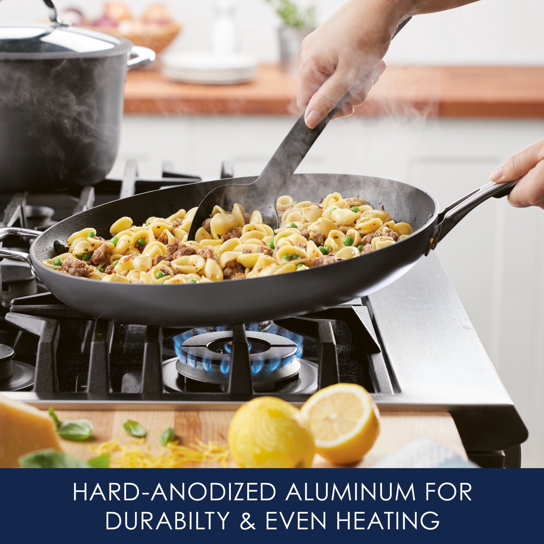 Rachael Ray Cook + Create 14" Nonstick Frying Pan with Helper Handle, Black