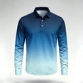 thumbnail image 5 of AKOEE Polos Golf Shirts for Men Gradient Color Button Collared Tops Sports Casual Long Sleeve Blouses, Navy 3XL, 5 of 6