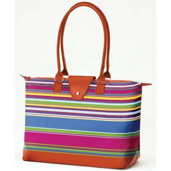 Joann Marrie Designs NF3ORS2 Long Handle Fold-Up Bag - Orange Stripe- Pack of 2