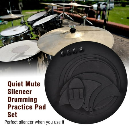 Ashata 10pcs Mute Silencer Drumming Practice Pad Bass Drums Quiet Sound off Black, Drum Pad, Drum Practice