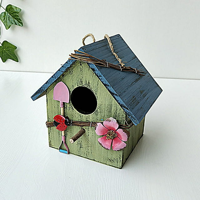 Wooden Bird Feeder Courtyard Villa Balcony Hanging Rainproof Bird Feeder