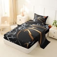 thumbnail image 2 of Castle Fairy Basketball Print Twin Sheets 3pcs, Hoop Silhouette Pattern Bedding, Black Gold White,1 Fitted Sheet, 1 Flat Sheet and 1 Pillowcase, 2 of 6