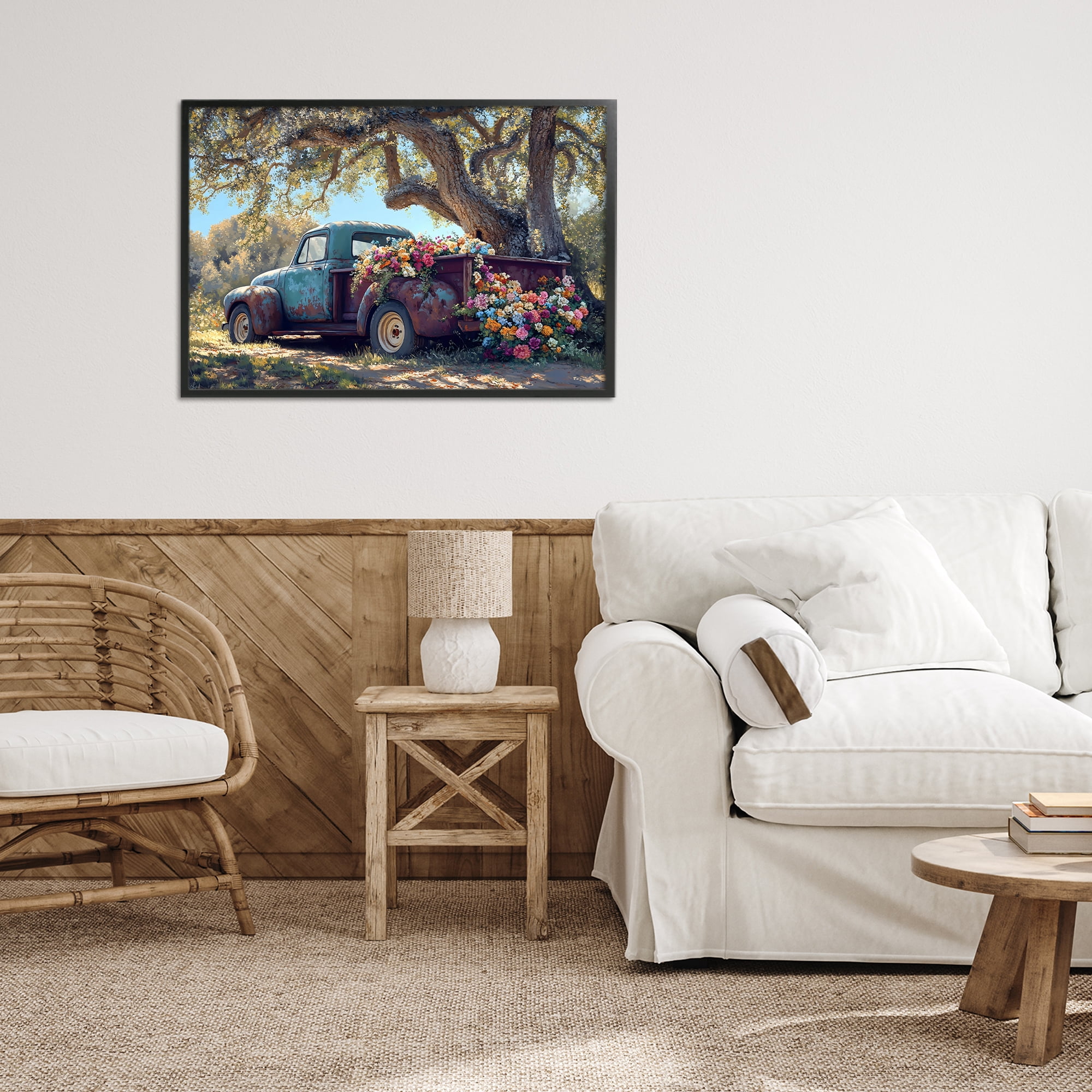 Stupell Industries Repurposed Truck Filled with Flowers Black Framed Giclee Art, design by Franklyn Gregory