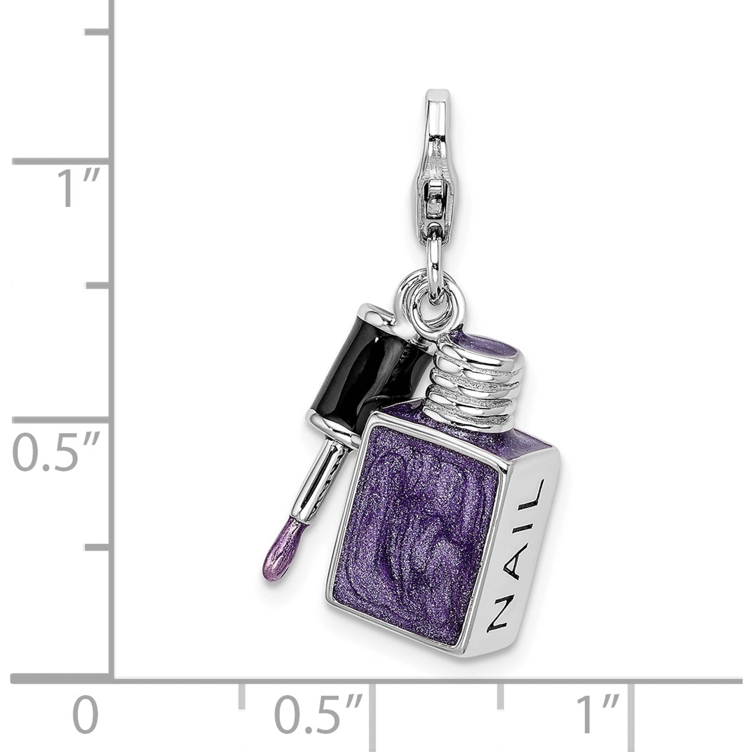 Sterling Silver Amore La Vita Rhod-Pl Enameled 3-D Nail Charm (29 X 16) Made In China qcc885