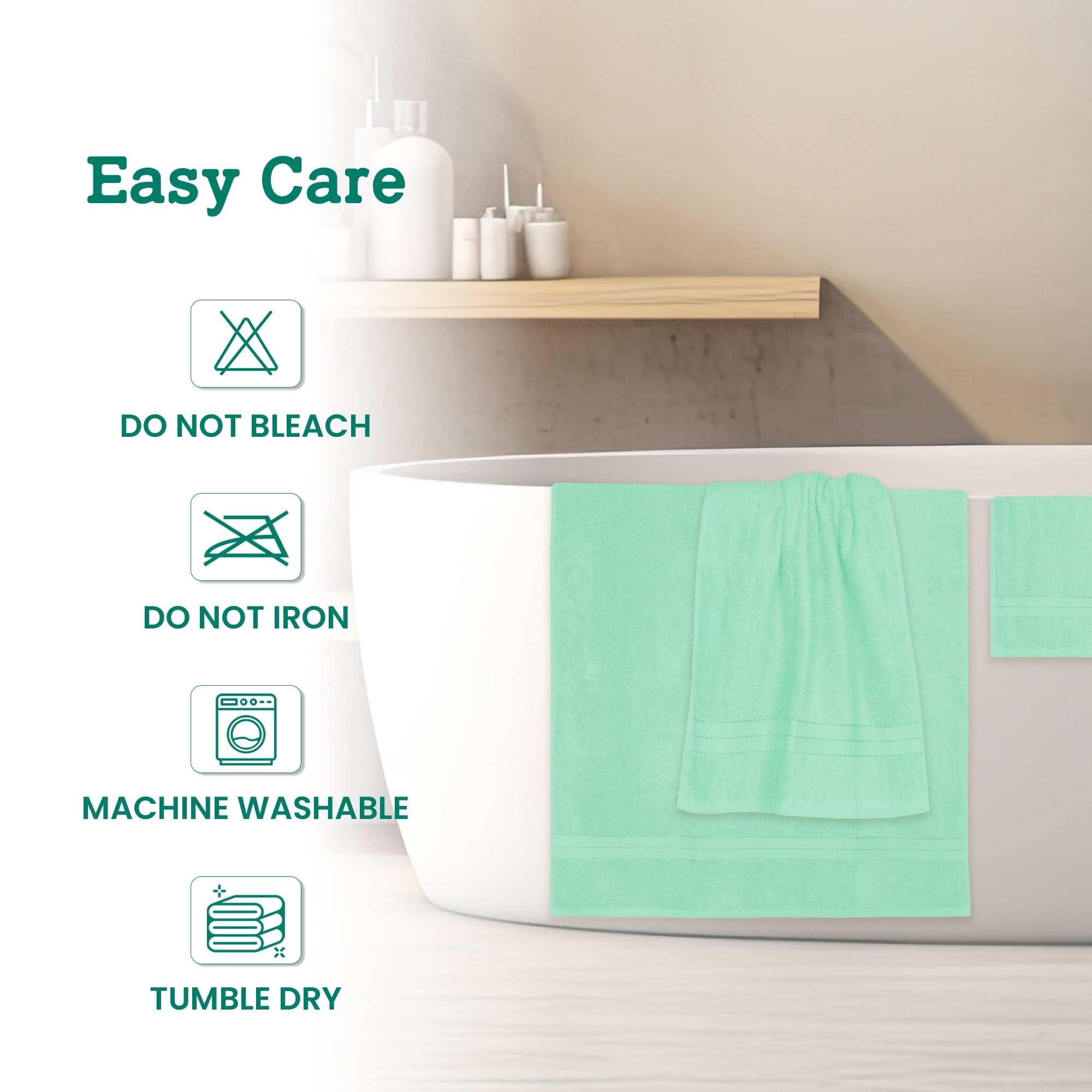 Casa Lino 8Pc Premium Bath Towel Set (2 Bath Towels, 4 Washcloths, 2 Hand Towels) - 100% Cotton, 400GSM & Ultra Absorbent (Sky Blue)