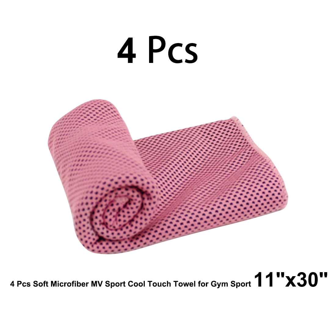 Unique Bargains 4 Pcs Soft Microfiber Sport Cool Touch Towel 11"x30" Red