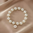thumbnail image 2 of 2025 New Initial Pearl Bracelet for Women Stretch Bracelets with Letter A-Z Personalized Name Jewelry Gift for Her, 2 of 4