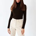 thumbnail image 6 of BOOMILK Turtleneck Sweaters for Women Slim Fit Lightweight Long Sleeve Undershirt Warm Knitted Pullover Brown, 6 of 7