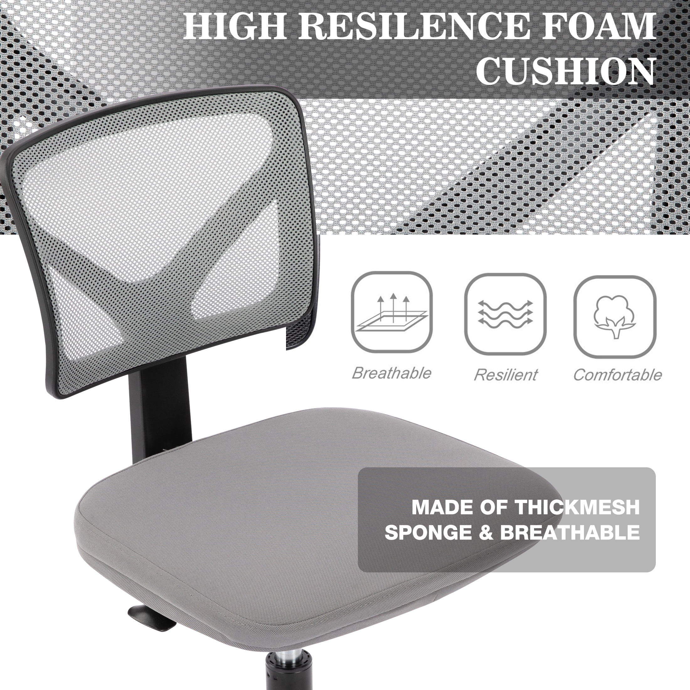 JOINSUN Desk Chair with Lumbar Support & Adjustable Height, 200 lb. Capacity, Gray
