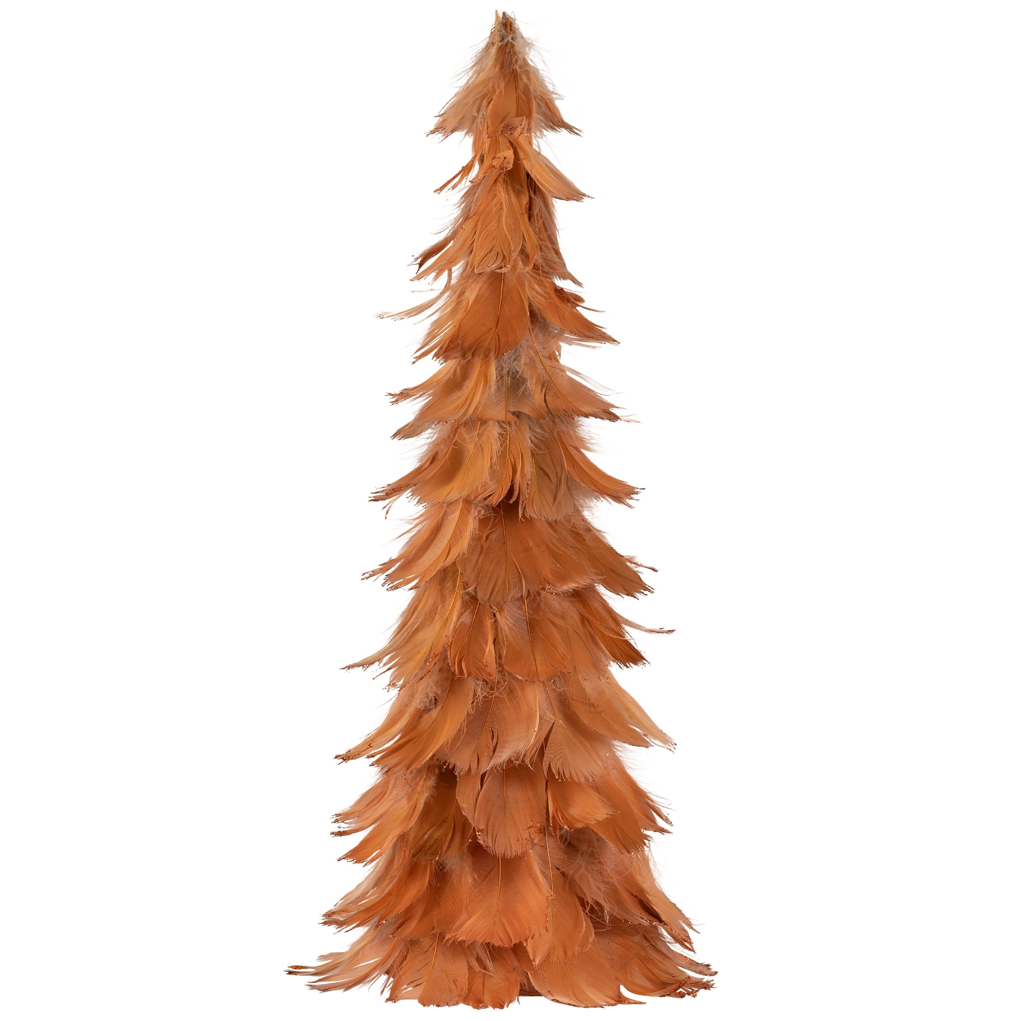 Northlight Small Layered Feather Cone Tree Glittered Christmas Decoration - 16" - Rust Orange
