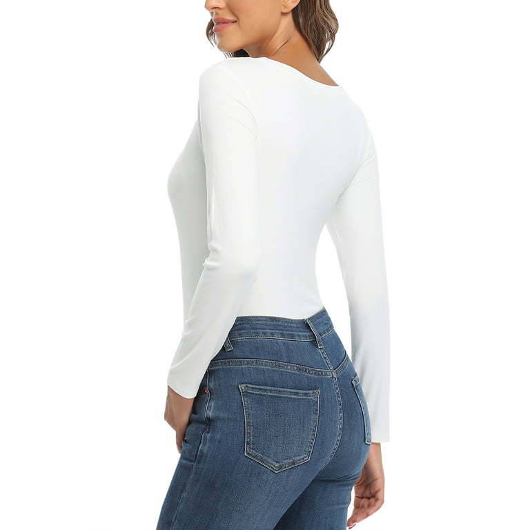 ANYFIT WEAR Women Slim Fit Plain Shirts Top Long Sleeve Base Layer