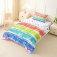 thumbnail image 2 of Manfei Rainbow Printing Twin Comforter Sets, Kawaii Stripe Love Heart Bedding Set, Pink Green Blue, Polkadot Reversible, 2pcs, 1 Comforter and 1 Pillowcase, 2 of 7