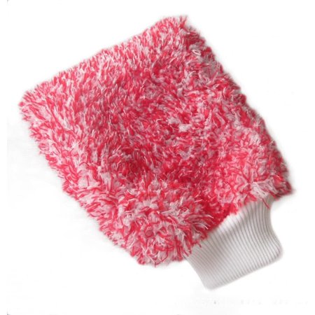 car wash Gloves Soft Car Care Wash Mitt Microfiber Plush Cleaning Glove Washing Mitten Brush Plush Car Accessories (Color : Rojo, Size : Talla Única)