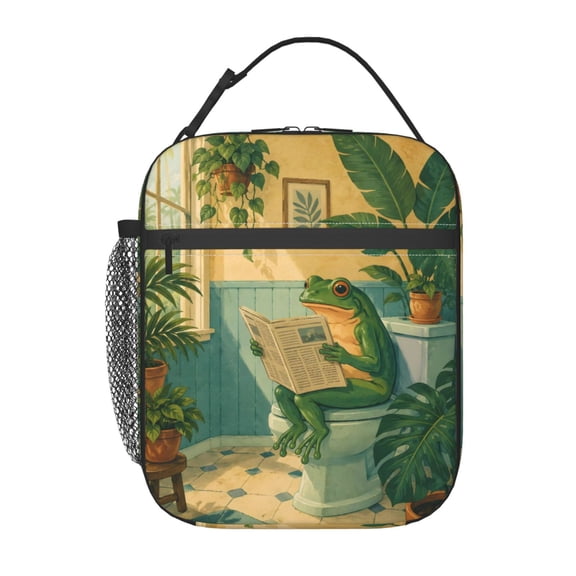 Funny Frog Lunch Bag Reusable Thermal Lunch Box with Handle for Women and Men