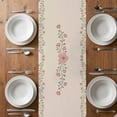 thumbnail image 4 of Table Runner 120 Inches Long for Kitchen Dining, Spring Pink Floral Dresser Scarf Farmhouse, Dining Table Decorations for Wedding/Parties, Vintage Farmhouse Flowers Art 13 x 120 In, 4 of 8