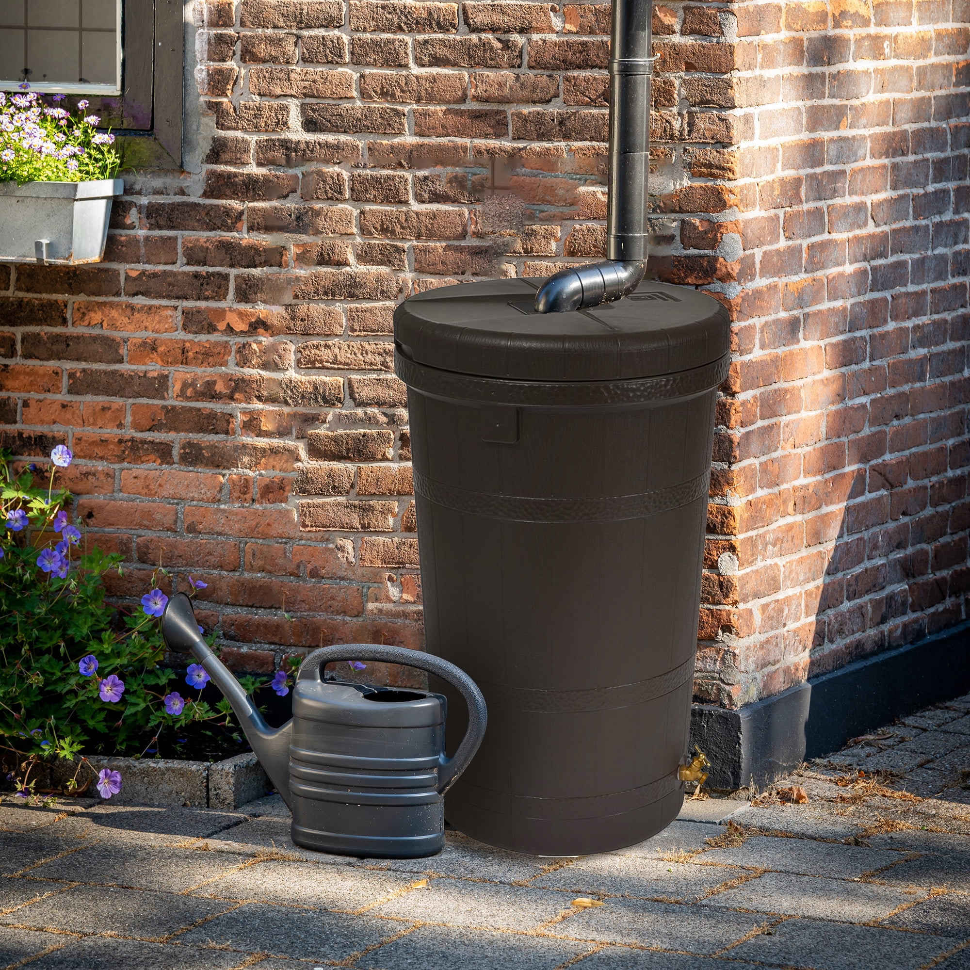 Good Ideas Aspen ECO 50 Gallon Rain Barrel Rain Collector Saver w/ Brass Spigot