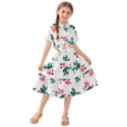 thumbnail image 5 of Girls 2 Piece Outfits Floral Lapel Button Shirts and Skirts Sets Summer Short Sleeve Suits for Kids Green 9-10 Years, 5 of 9