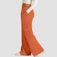 thumbnail image 5 of Women's Loose Fit Cargo Pants, Elastic Drawstring Waist Wide Leg Joggers with Multiple Pockets, Casual Utility Sweatpants for Daily Wear and Lounge Comfort Orange XL, 5 of 8