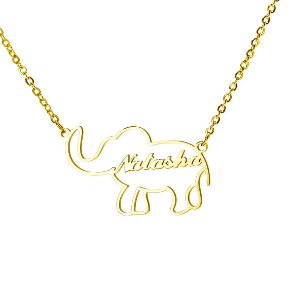 Name Customized Necklace Personalized Stainless Steel Name Necklace with Elephant Choker Jewelry for Wome