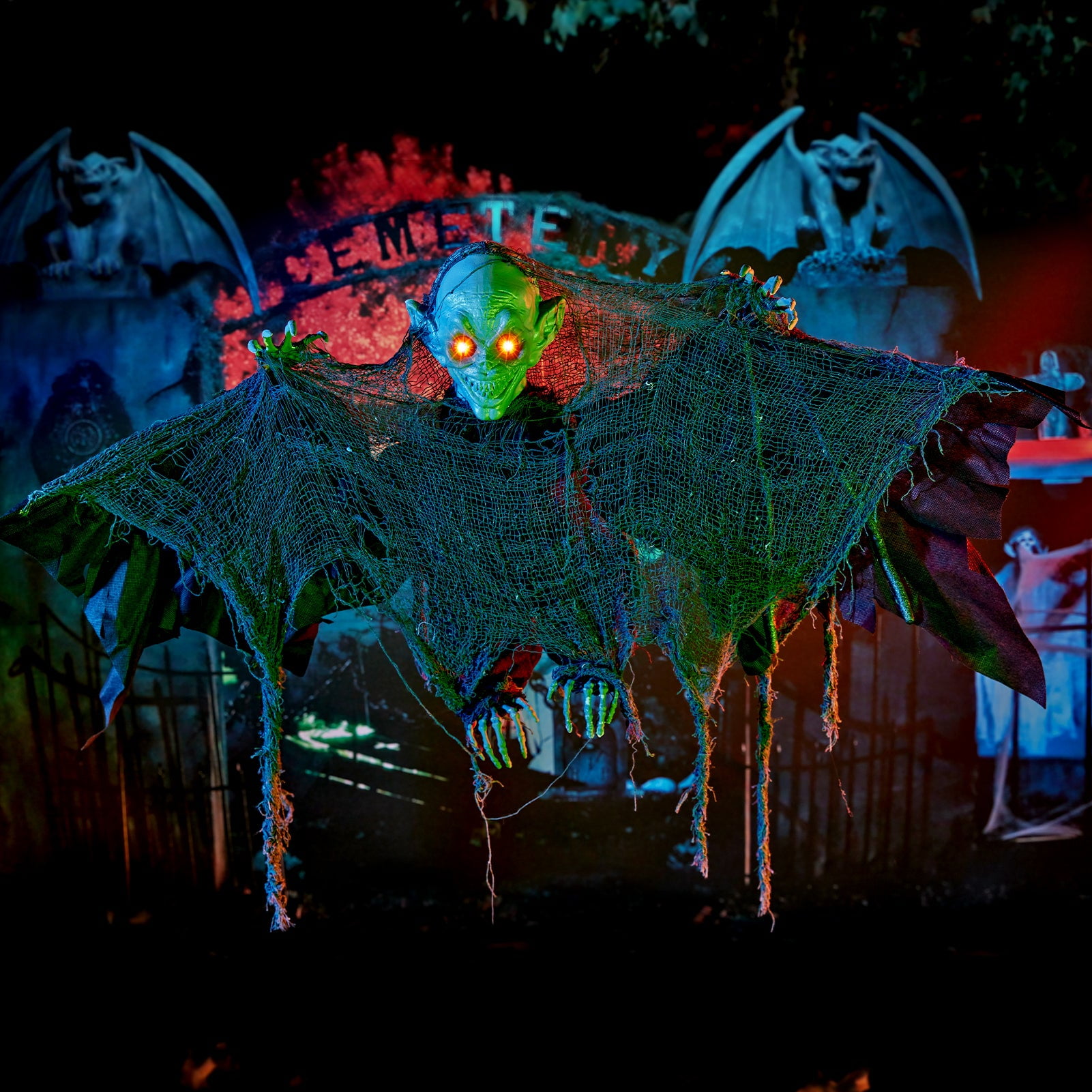 WBHome 36" Halloween Animated Hanging Bat Decorations with Motion