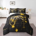 thumbnail image 2 of King Size Gaming Comforter Set Gamer Bedding Sets for Teen Bedroom Decor,Yellow and Black Geometric Checkered Bedding Comforter Sets Video Game Quilt Bed Set 3Pcs, 2 of 7