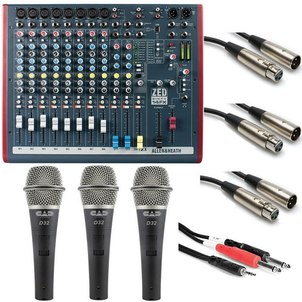 Allen Heath Zed60 14fx Live And Studio Mixer With Digital Fx And Usb Port 3 Dynamic Handheld Microphones 3 Xlr Cables 5 Insert Breakout Y Cable Walmart Com Walmart Com