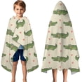 thumbnail image 3 of Beige Crocodiles Hearts Pattern Hooded Bath Towel，50"x30" for Ages 3 To 12 Kids, Quick Dry Lightweight Soft Microfiber Hood Beach Towel Cover Up for Kids, 3 of 7