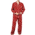 thumbnail image 2 of Swuxness Mens Long Sleeve Pajama 2 Piece Sets, Men's Long Pants Set, Men Print Button Down Shirt Collar Pockets Comfortable Casual Soft Pajama Set Red, XXXL, 2 of 4