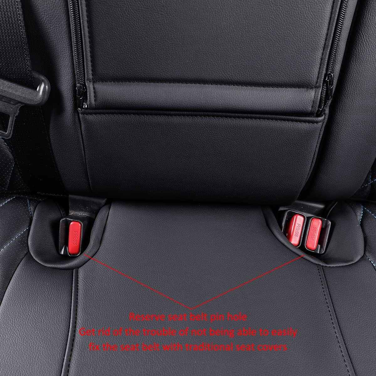 EKR Custom Fit Corolla Car Seat Covers for Toyota Corolla L LE 2020 2021 2022 Full Set Leather Auto Seat Covers(Black with Blue Trim)