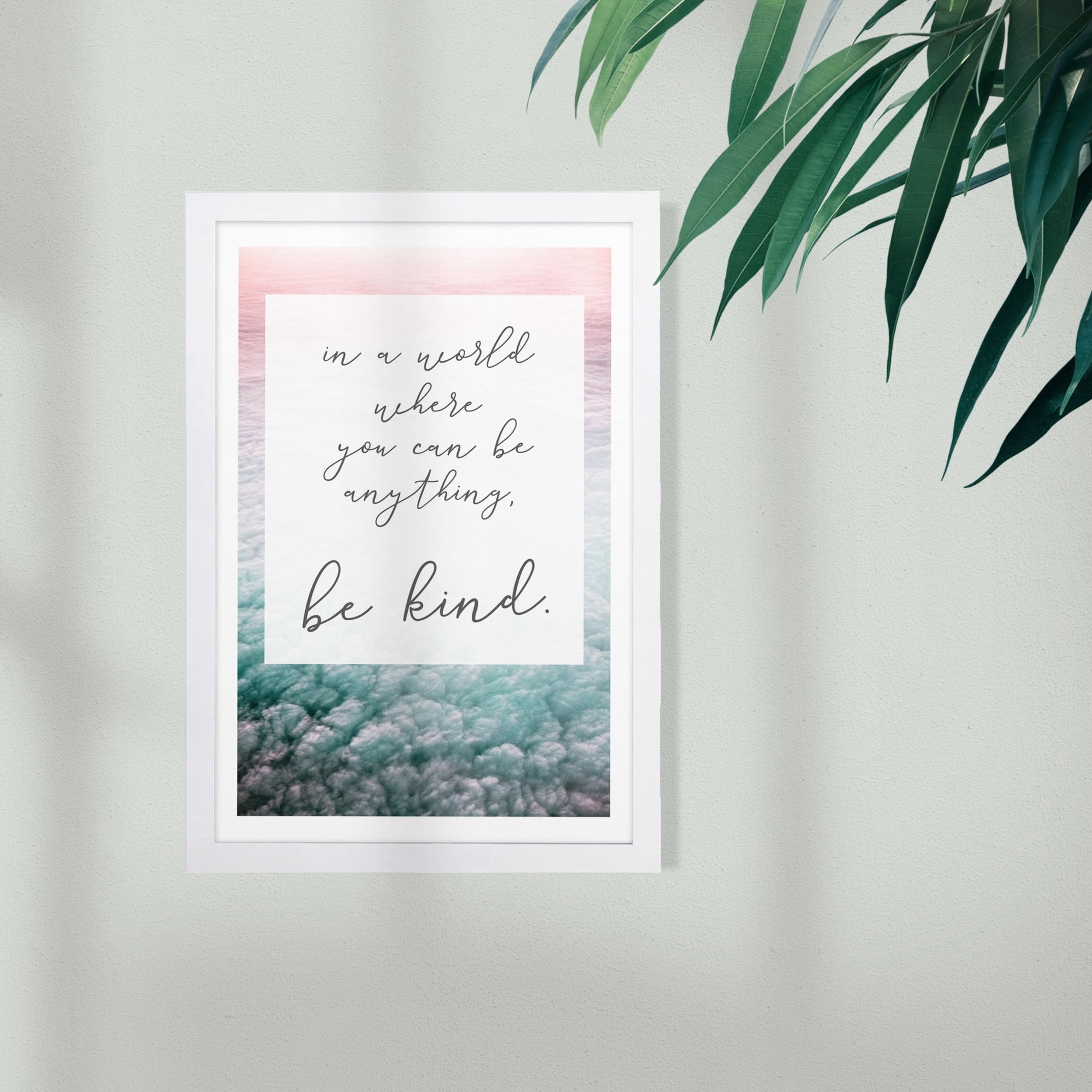 Wynwood Studio Typography and Quotes Framed Wall Art Prints 'Be Anything Be Kind' Inspirational quotes - Pink, White, 13" x 19"