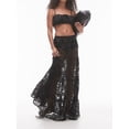 thumbnail image 4 of Women Lace Long Skirt Sheer Mesh Bodycon Maxi Skirts Elegant Summer Beach Coverups, 4 of 5